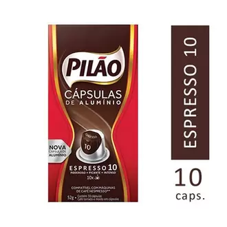 Oferta de Café Em Cápsula Torrado e Moído Espresso Fortíssimo Pilão 52g Pacote com 10un por R$16,9 em Nagumo