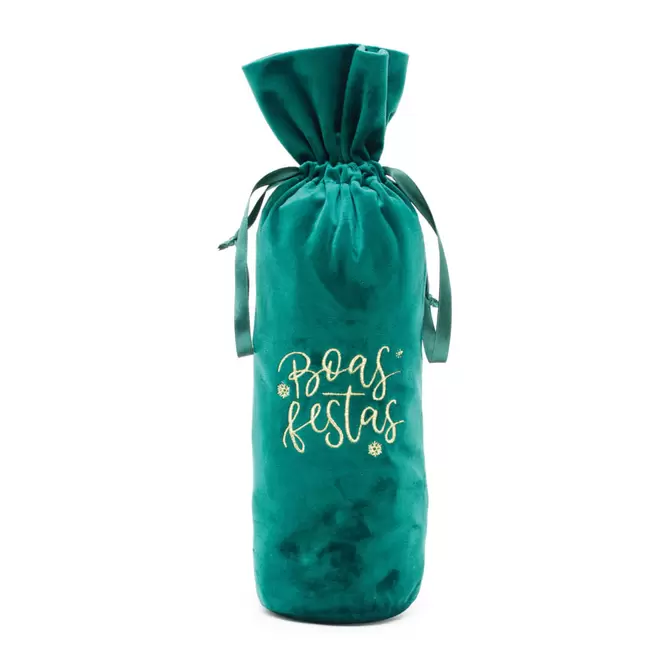 Oferta de Saco Decorativo Para Garrafa Boas Festas Verde 35cm por R$19,9 em Niazi Chohfi