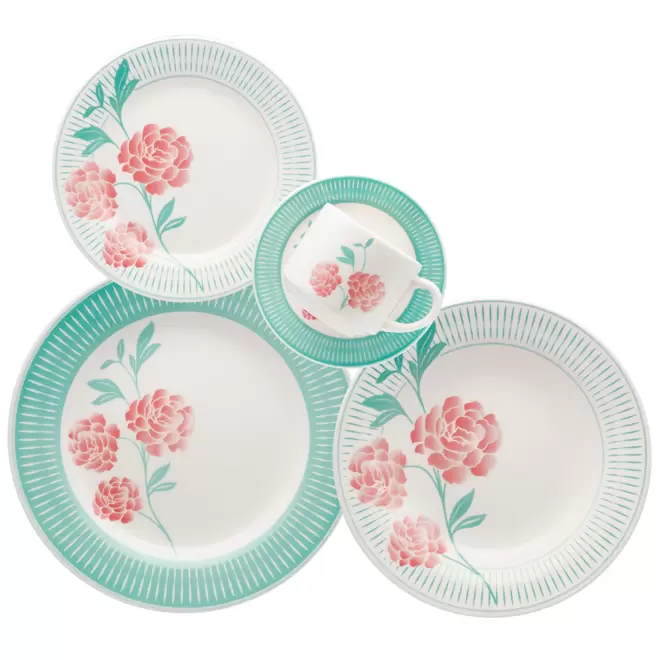 Oferta de Conjunto de Jantar e Chá Oxford Bloom 20 Peças Cerâmica AE20-5275 por R$219 em Novo Mundo