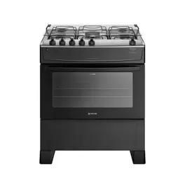 Oferta de Fogão 5 Bocas Preto com Mesa Inox Atlas Mônaco Top Bivolt por R$946 em NovoLare