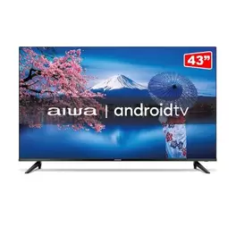 Oferta de TV Smart 43" LED Aiwa Android Full HD Comando de voz Dolby Áudio AWS-TV-43-BL por R$1551 em NovoLare