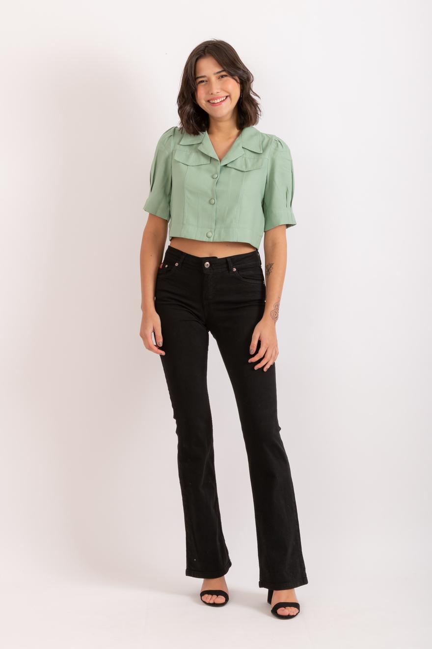 Oferta de Calça flare Paloma Color por R$149,99 em Opção Jeans