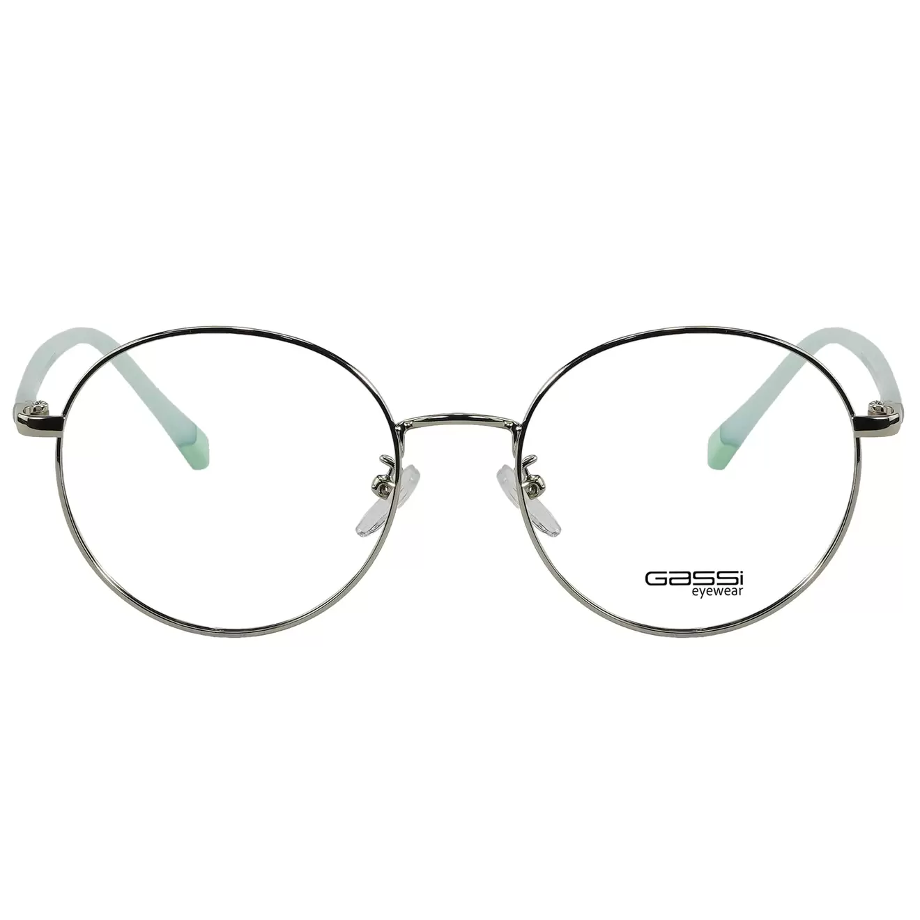 Oferta de Óculos de Grau Gassi Teens - Prata/Verde por R$149,99 em Óticas Gassi