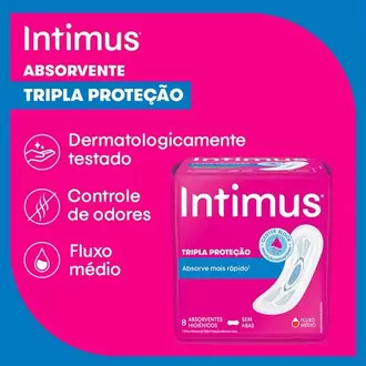 Oferta de Absorvente Tripla Proteção Seca sem Abas Intimus 8un por R$5,99 em Ourinhos Hipermercado