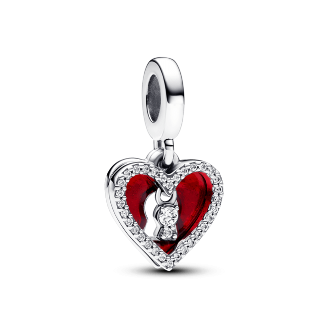 Oferta de Charm Prata Pendente Coração Vermelho e Fechadura por R$989 em Pandora