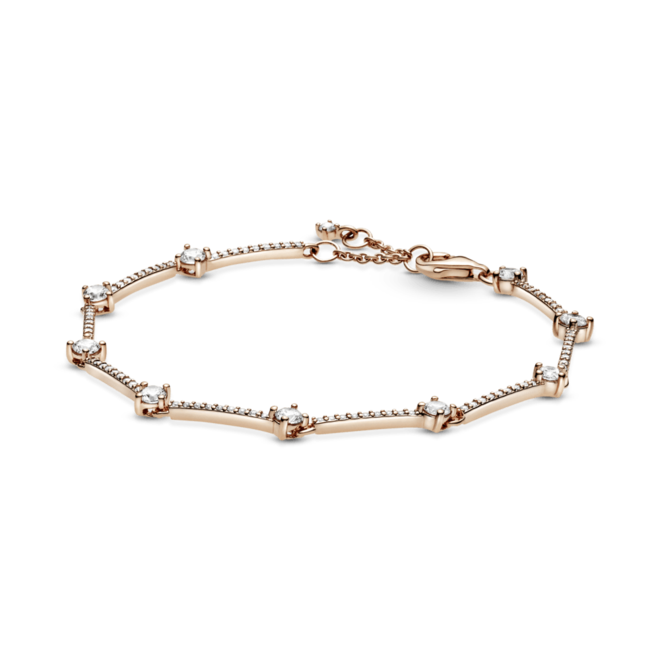 Oferta de Bracelete Com Barras Brilhantes Em Pave_Ouro Rose por R$1609,3 em Pandora