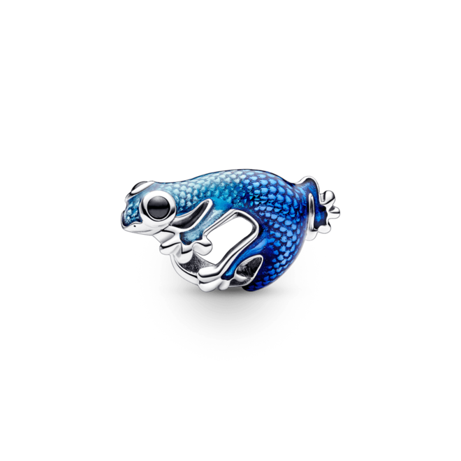Oferta de Charm Prata Lagartixa Azul Metálico por R$469 em Pandora