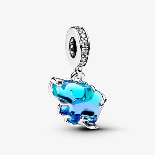 Oferta de Charm Prata Pendente Elefante Em Vidro Murano Azul por R$989 em Pandora
