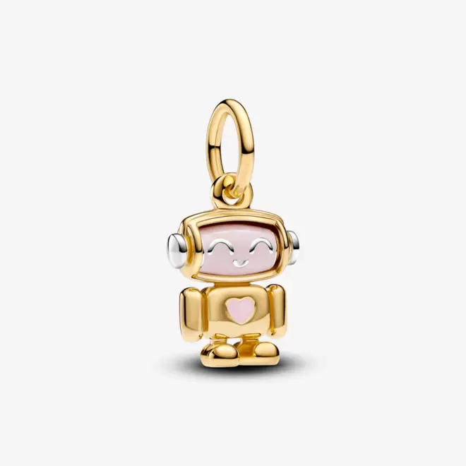 Oferta de Charm de Ouro Pendente Robô das Expressões Rosa por R$1339 em Pandora