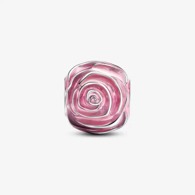 Oferta de Charm Prata Flor Rosa Esmaltada Em Rosa por R$394,5 em Pandora