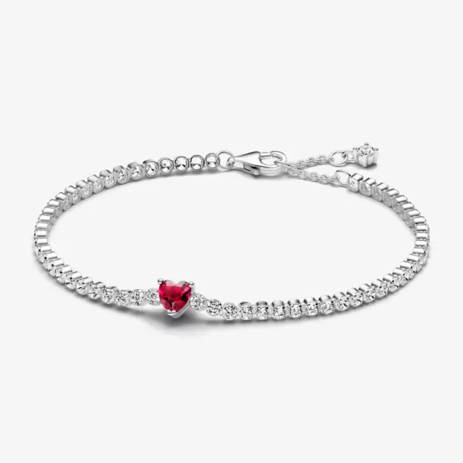 Oferta de Bracelete de Prata Coração Vermelho Brilhante por R$1007,3 em Pandora