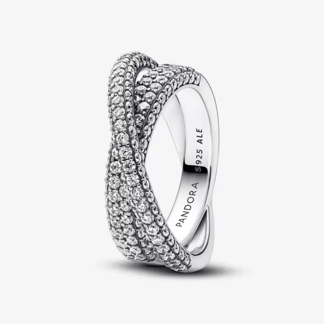 Oferta de Anel de Prata Aros Cruzados em Pavé por R$1049,5 em Pandora