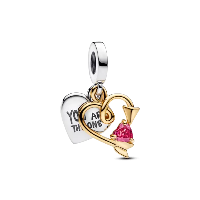 Oferta de Charm Pendente Duplo Coracao E Flecha Gravavel por R$1179 em Pandora