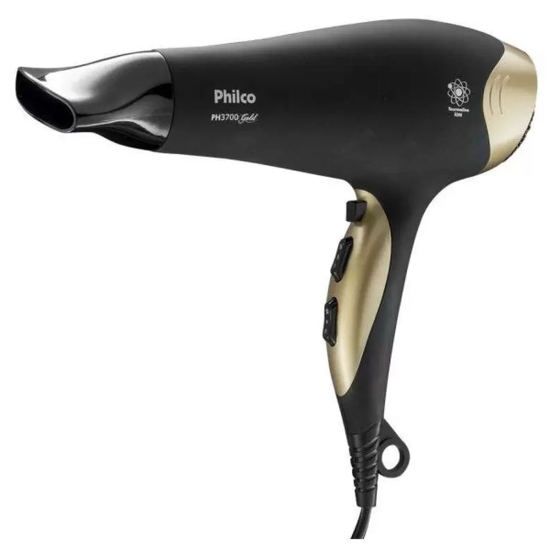 Oferta de Secador de Cabelo PHILCO Preto e Dourado 2000W PH3700 220V por R$149,99 em Pão de Açúcar