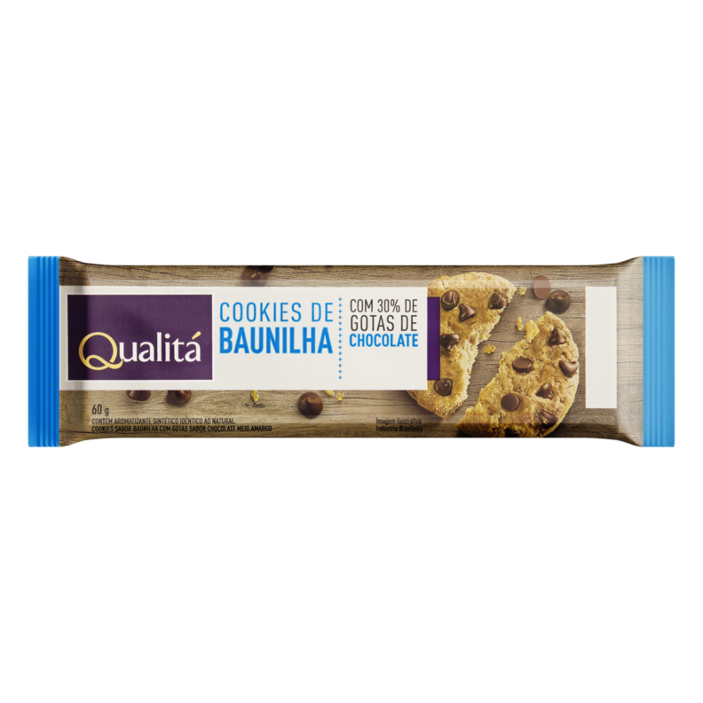 Oferta de Cookie de Baunilha com Gotas de Chocolate QUALITÁ Pacote 60g por R$3,75 em Pão de Açúcar