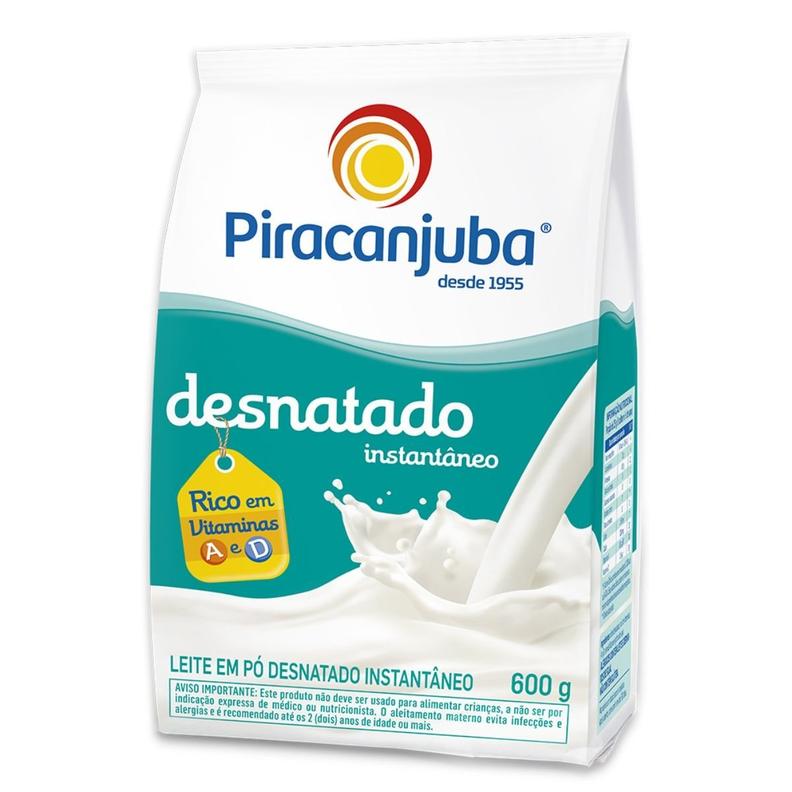 Oferta de Leite em Pó Piracanjuba Desnatado Instantâneo Pouch 600g por R$24,49 em Pão de Açúcar