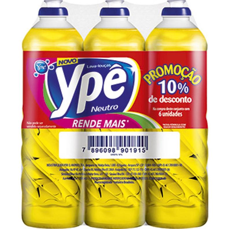 Oferta de Detergente Líquido Neutro YPE com 6 Unidades 10% de Desconto por R$15,06 em Pão de Açúcar