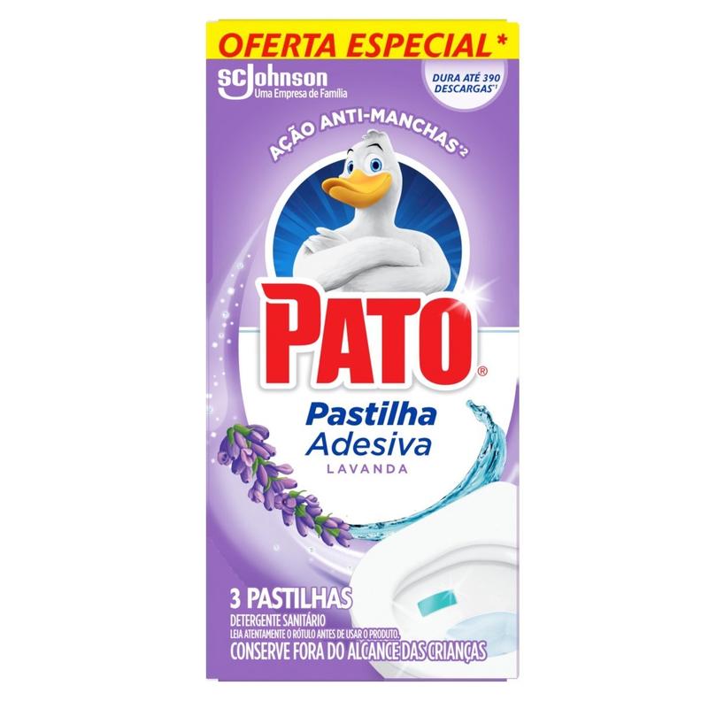 Oferta de Pato Pastilha Adesiva Lavanda C/ 3un Com 20% Desconto por R$9,99 em Pão de Açúcar
