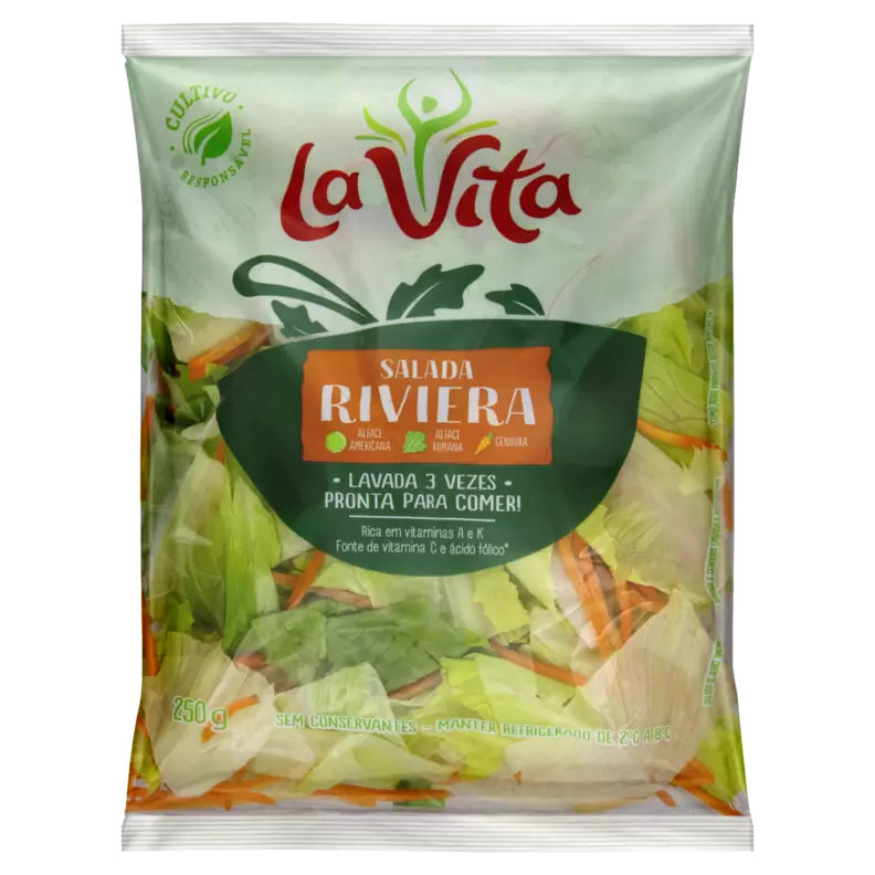 Oferta de Salada Riviera (Alface americana, alface romana e cenoura)  200g por R$12,9 em Pão de Açúcar