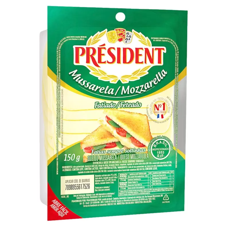 Oferta de Queijo Mussarela Fatiado Président 150g por R$13,49 em Pão de Açúcar