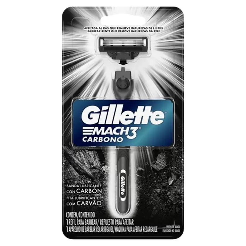 Oferta de Aparelho Recarregável e Carga para Barbear Gillette Mach3 Carbono por R$36,49 em Pão de Açúcar