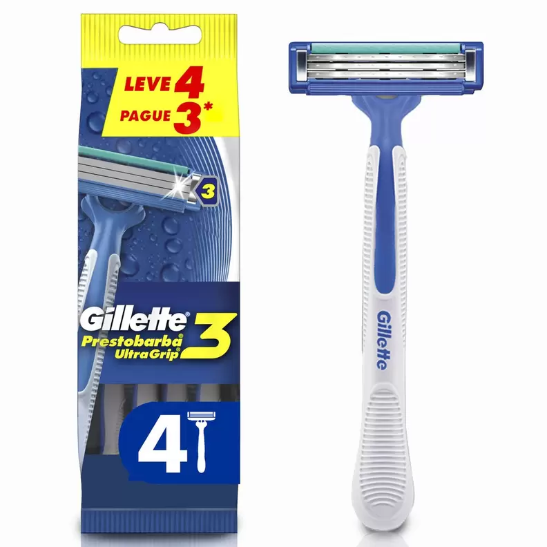 Oferta de Aparelho Descartável para Barbear Gillette Prestobarba Ultragrip3 Leve 4 Pague 3 Unidades por R$22,18 em Pão de Açúcar