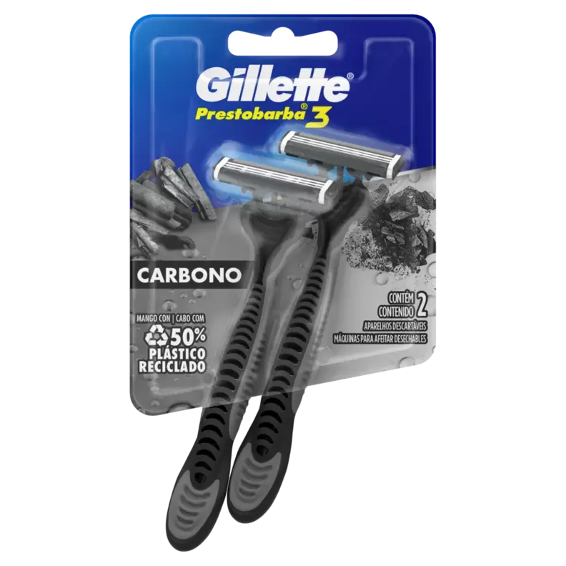 Oferta de Aparelho Descartável para Barbear Gillette Prestobarba3 Carbono 2 Unidades por R$21,49 em Pão de Açúcar