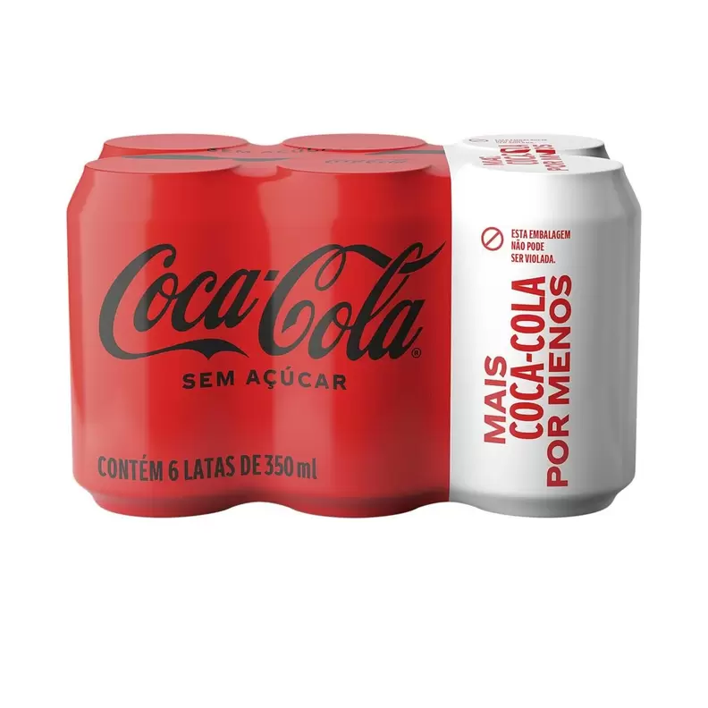 Oferta de Pack Refrigerante sem Açúcar Coca-Cola Lata 6 Unidades 350ml Cada Leve Mais Pague Menos por R$21,29 em Pão de Açúcar