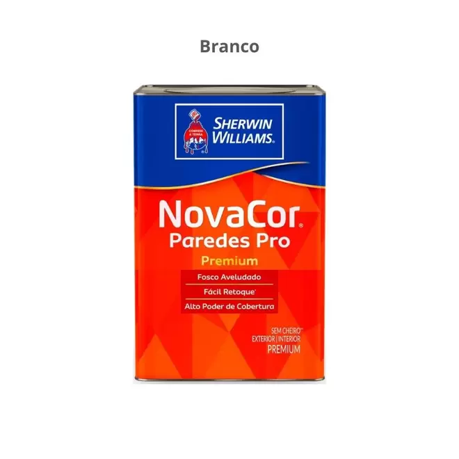 Oferta de Tinta Acrílica Sherwin-Williams Premium Fosco Aveludado Novacor Paredes Pro 18L 38500006 Branco (MP) por R$419 em Lojas Bemol