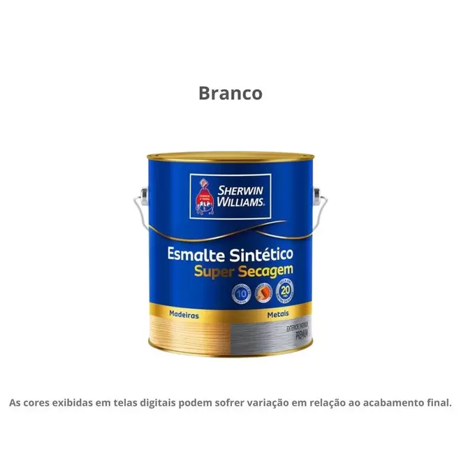 Oferta de Tinta Esmalte Sintético Sherwin-Williams Premium Alto Brilho Super Secagem 3,6L 7510001 Branco (MP) por R$129 em Lojas Bemol