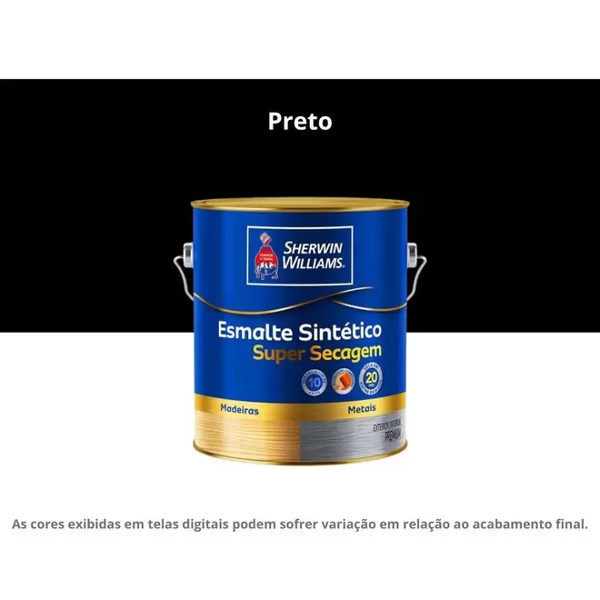 Oferta de Tinta Esmalte Sintético Sherwin-Williams Premium Alto Brilho Super Secagem 3,6L 7510301 Preto (MP) por R$129 em Lojas Bemol