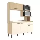 Oferta de Conjunto de Cozinha Compacta Móveis Sul Evelyn 1,56X1,90X0,51m - Carvalho/Off White por R$675 em Lojas Becker