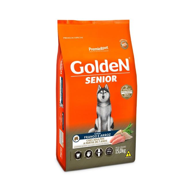 Oferta de Ração Golden Fórmula para Cães Senior Sabor Frango e Arroz - 15kg por R$159,21 em Petz