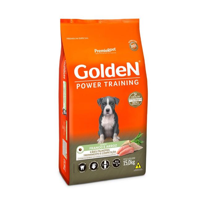 Oferta de Ração Golden Power Training para Cães Filhotes Sabor Frango e Arroz - 15kg por R$161,91 em Petz
