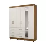 Oferta de Guarda Roupa Topazio Josias 6 Portas 6 gavetas com Espelho 100% MDF por R$1599 em Liliani