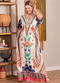 Oferta de Quintess - Vestido Floral Tropical em Malha Fria por R$219,99 em Posthaus