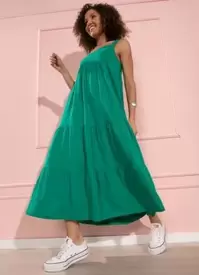 Oferta de Quintess - Vestido Verde com Decote Reto e Recortes por R$139,99 em Posthaus