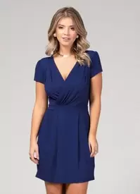 Oferta de Quintess - Vestido Azul Marinho com Decote Transpassado por R$99,99 em Posthaus