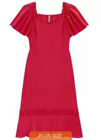 Oferta de Lunender Mais Mulher - Vestido Midi Plus Size Detalhe Franzido Vermelho por R$181,93 em Posthaus