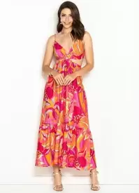 Oferta de Farm - Vestido Cropped de Malha Pincelada de Fruta Rosa por R$329,1 em Posthaus