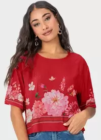 Oferta de Malwee - Blusa Feminina Box Floral Vermelho por R$59,6 em Posthaus