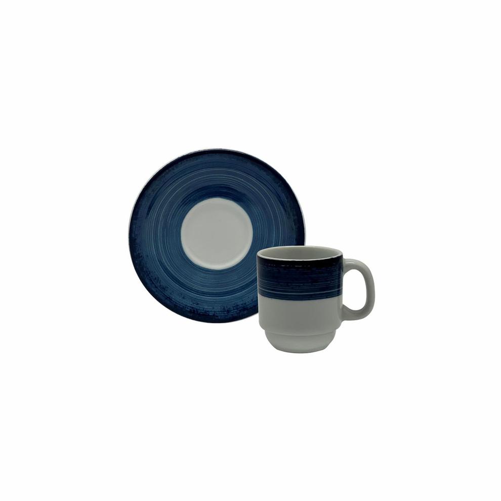 Oferta de Xícara de Café com Pires 80mL Cilíndrica Azul Boreal - Schmidt por R$24,9 em Preçolândia