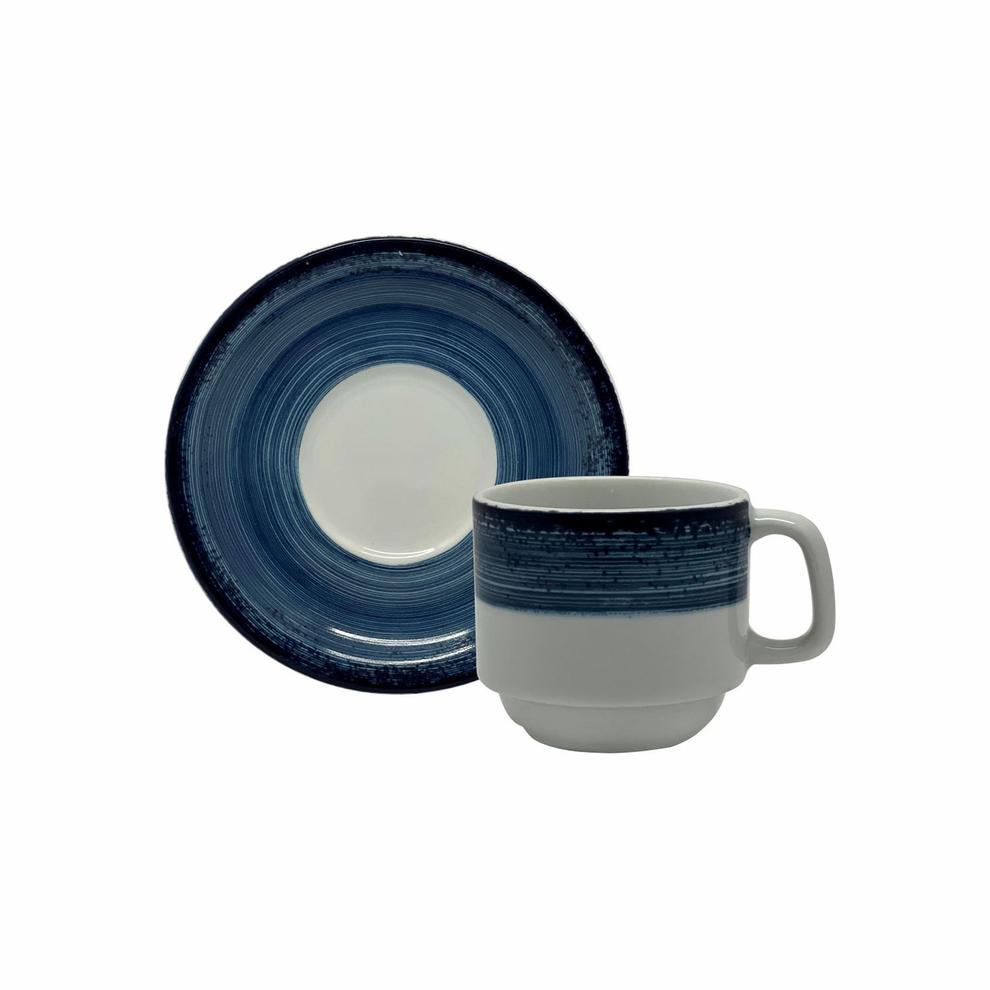 Oferta de Xícara de Chá com Pires 200mL Cilíndrica Azul Boreal - Schmidt por R$42,9 em Preçolândia