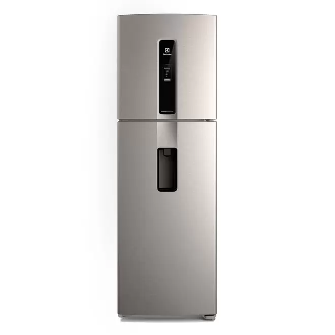 Oferta de Geladeira Electrolux Frost Free Inverter 410L Água na Porta com AutoSense Duplex Inox Look (IW46S) por R$4499 em Preçolândia