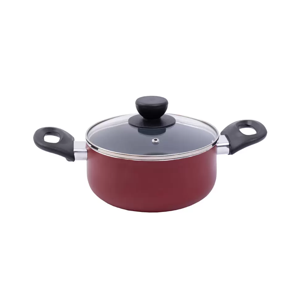 Oferta de Caçarola com Tampa de Vidro 18cm Vermelha - Oikos por R$89,9 em Preçolândia