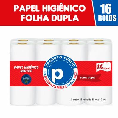 Oferta de Papel Higiênico Public Folha Dupla 16 rolos 30 metros por R$25,99 em Public Supermercados