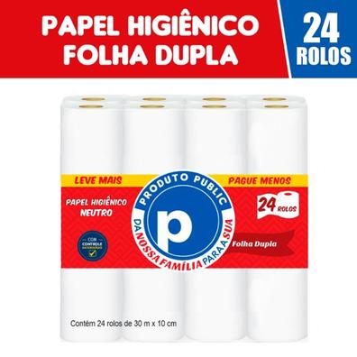 Oferta de Papel Higiênico Public Folha Dupla 24 rolos 30m por R$37,99 em Public Supermercados