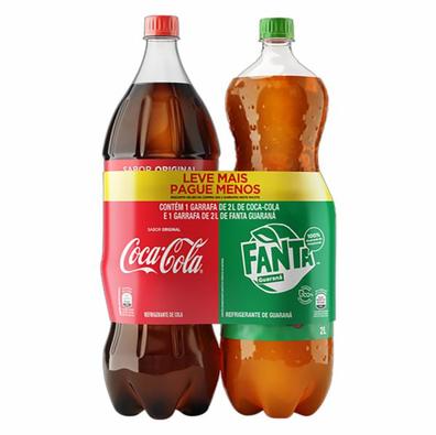 Oferta de Pack Refrigerante Coca Cola 2L + Fanta Guaraná 2L por R$14,99 em Public Supermercados