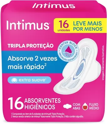 Oferta de Absorvente Intimus Tripla Proteção Suave com 16 com Abas Leve Mais Por Menos por R$8,99 em Public Supermercados