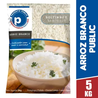 Oferta de Arroz Tipo 1 Public 5kg por R$25,99 em Public Supermercados